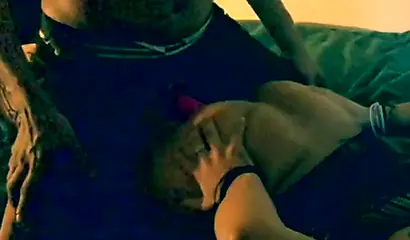 Lingerie-clad ebony with a big booty gets orally pleased & fucked doggystyle