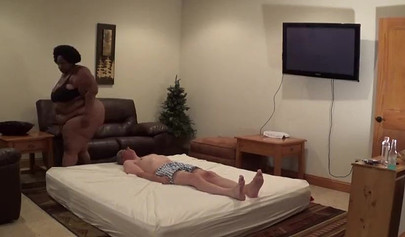 Ebony SSBBW Banzai & Belly Drops torture their white slave