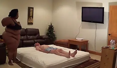 Ebony SSBBW Banzai & Belly Drops torture their white slave