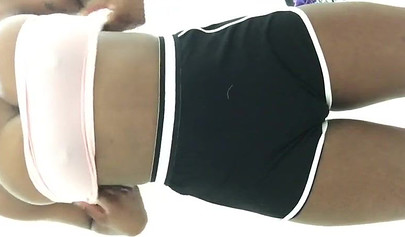 Huge boobed babe caught taking a shower on the hidden cam