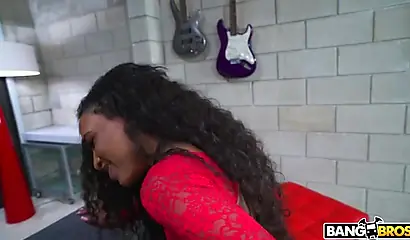 Ebony with a killer booty Demi Sutra gets finger fucked