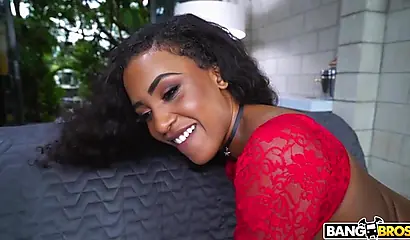 Ebony with a killer booty Demi Sutra gets finger fucked
