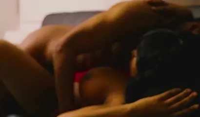 Ebony girlfriend gets orally pleased and screwed on the sofa