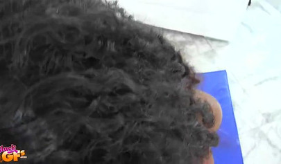 Ebony Ivy Young swallows jizz after POV fucking