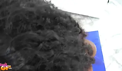 Ebony Ivy Young swallows jizz after POV fucking