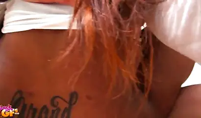 Ebony with a round booty Lessy Devoe shows her POV fucking skills