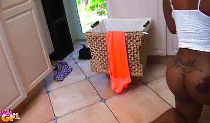 Bootylicious ebony Lessy Devoe humping a white schlong in POV