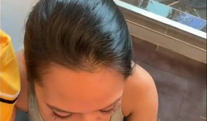 Ebony Asian babe Allie sucks and rides a dick in POV