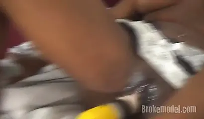 Barely legal ebony Monique masturbates in a solo