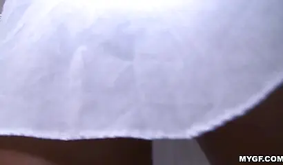 Cute girlfriend shows off her body while pleasuring his cock