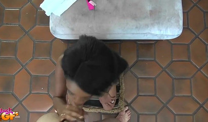 Brittney White gets down on her knees to suck him off