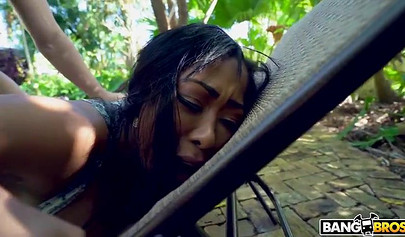 Hot Moriah Mills with tattoos gets penetrated hard while outdoors