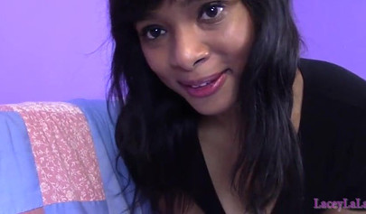 Desirable ebony gets down on her knees to suck dick