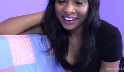 Desirable ebony gets down on her knees to suck dick