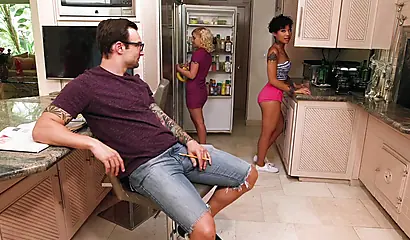 Naughty Honey Gold gets down on her knees to suck some dick