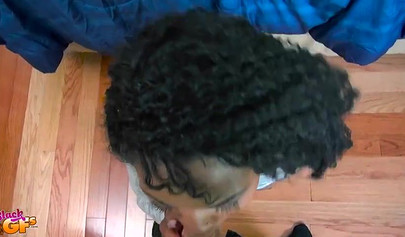 Black babe Charlie Rae gets fingered before she sucks him off