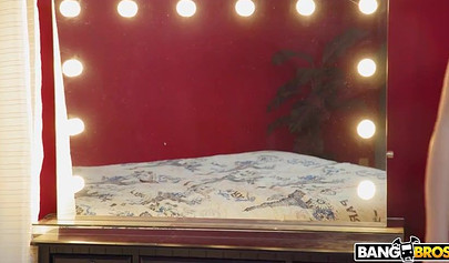 Victoria June in white stockings gobbles on a big black cock