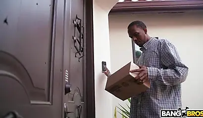 Victoria June in white stockings gobbles on a big black cock