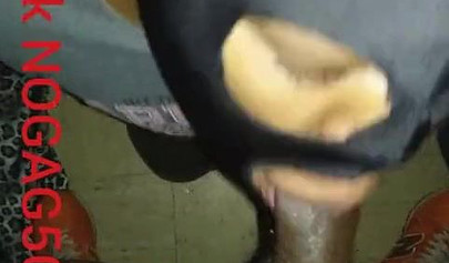 Masked amateur wraps her lips around a big black cock