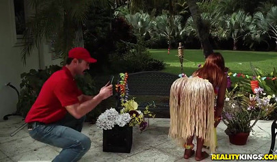 Moriah Mills gets her big booty wet as well as her tits