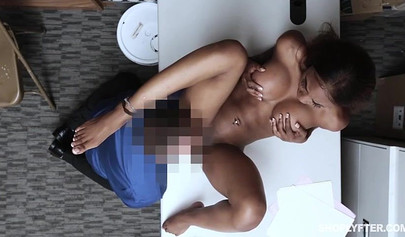 Black babe Sarah Bank takes a raging boner deep inside of her slit