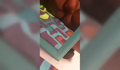 Chubby black beauty records herself while fingering her slit on camera