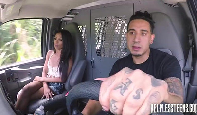 Tiffany Nunez gets stripped and bound in the back of a van