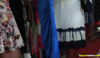 Hot Kelly Paige, Adrian Maya, and Avalon Heart try on dresses