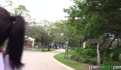 Priya Price displays her fantastic booty and tits while outdoors