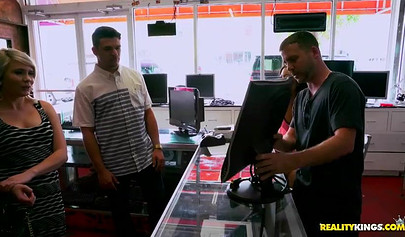 Nicole Bexley and Adrian Maya take care of a raging boner