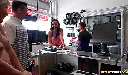 Nicole Bexley and Adrian Maya take care of a raging boner