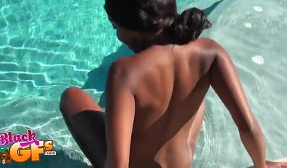 Horny black teen gets fingered and fucked at the beach