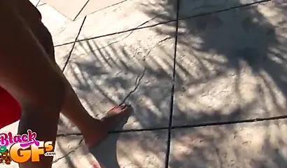 Horny black teen gets fingered and fucked at the beach