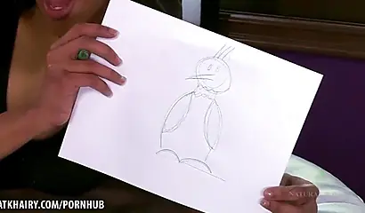 Naughty amateur black chick penetrates her hairy cunt with a toy