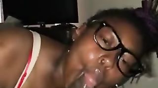Ebony Teen With Glasses Sucks Bbc