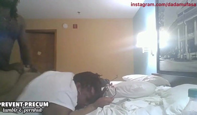 Amateur black couple records their fucking session in the hotel room
