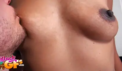 Astonishing amateur black babe gets a cock inside of her mouth