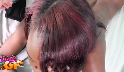 Fuckable cutie gives a great blowjob to her white lover