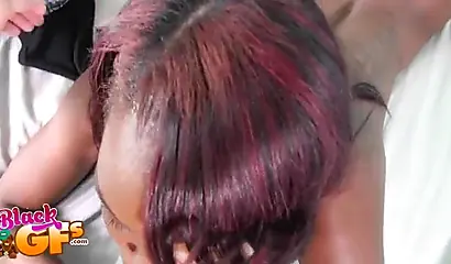 Fuckable cutie gives a great blowjob to her white lover