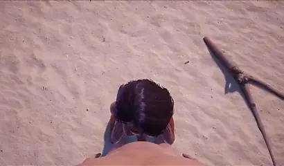 Sexy ebony girlfriend gives a fantastic blowjob and rides a cock at the beach