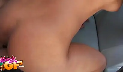 Desirable ebony shows off her pussy before she is penetrated hard