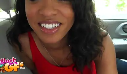 Ebony babe gives a blowjob and teases with her cunt