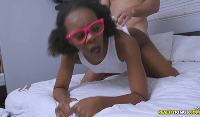 Kinky black chick Haylee Winters gets nailed in the doggy position