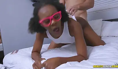 Kinky black chick Haylee Winters gets nailed in the doggy position