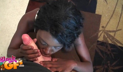 Hot black chick sucks down on her knees and gets rammed from behind