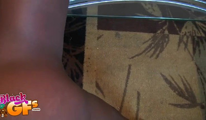 Hot black chick sucks down on her knees and gets rammed from behind