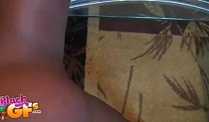 Hot black chick sucks down on her knees and gets rammed from behind