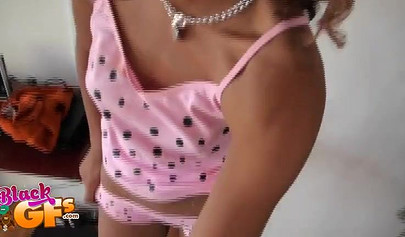 Seductive black girlfriend gets her pretty pussy fingered on camera