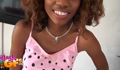 Seductive black girlfriend gets her pretty pussy fingered on camera