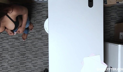 Sarah Bank gets caught by the cop who exposes her whole body